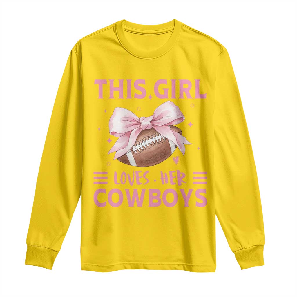 This Girl Loves Her Cowboy Long Sleeve Shirt Pink Bow FF Gift TS12 Daisy Print Your Wear