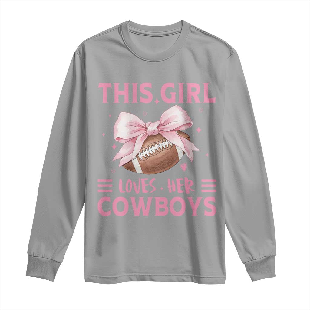 This Girl Loves Her Cowboy Long Sleeve Shirt Pink Bow FF Gift TS12 Sport Gray Print Your Wear