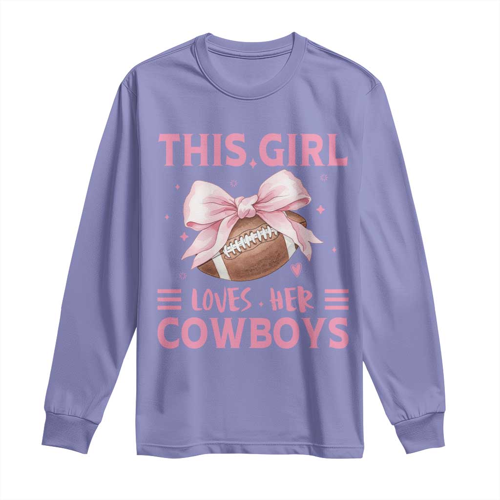 This Girl Loves Her Cowboy Long Sleeve Shirt Pink Bow FF Gift TS12 Violet Print Your Wear