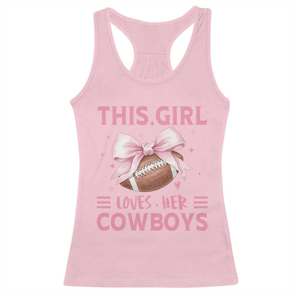 This Girl Loves Her Cowboy Racerback Tank Top Pink Bow FF Gift TS12 Light Pink Print Your Wear