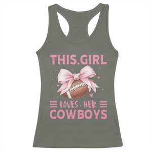 This Girl Loves Her Cowboys Racerback Tank Top Pink Bow Football Fan Gift - Print Your Wear