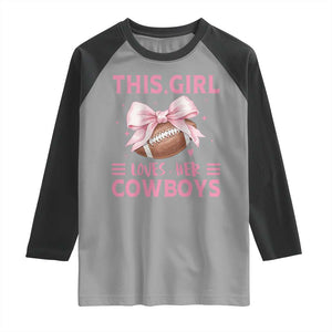 This Girl Loves Her Cowboy Raglan Shirt Pink Bow FF Gift TS12 Sport Gray Black Print Your Wear