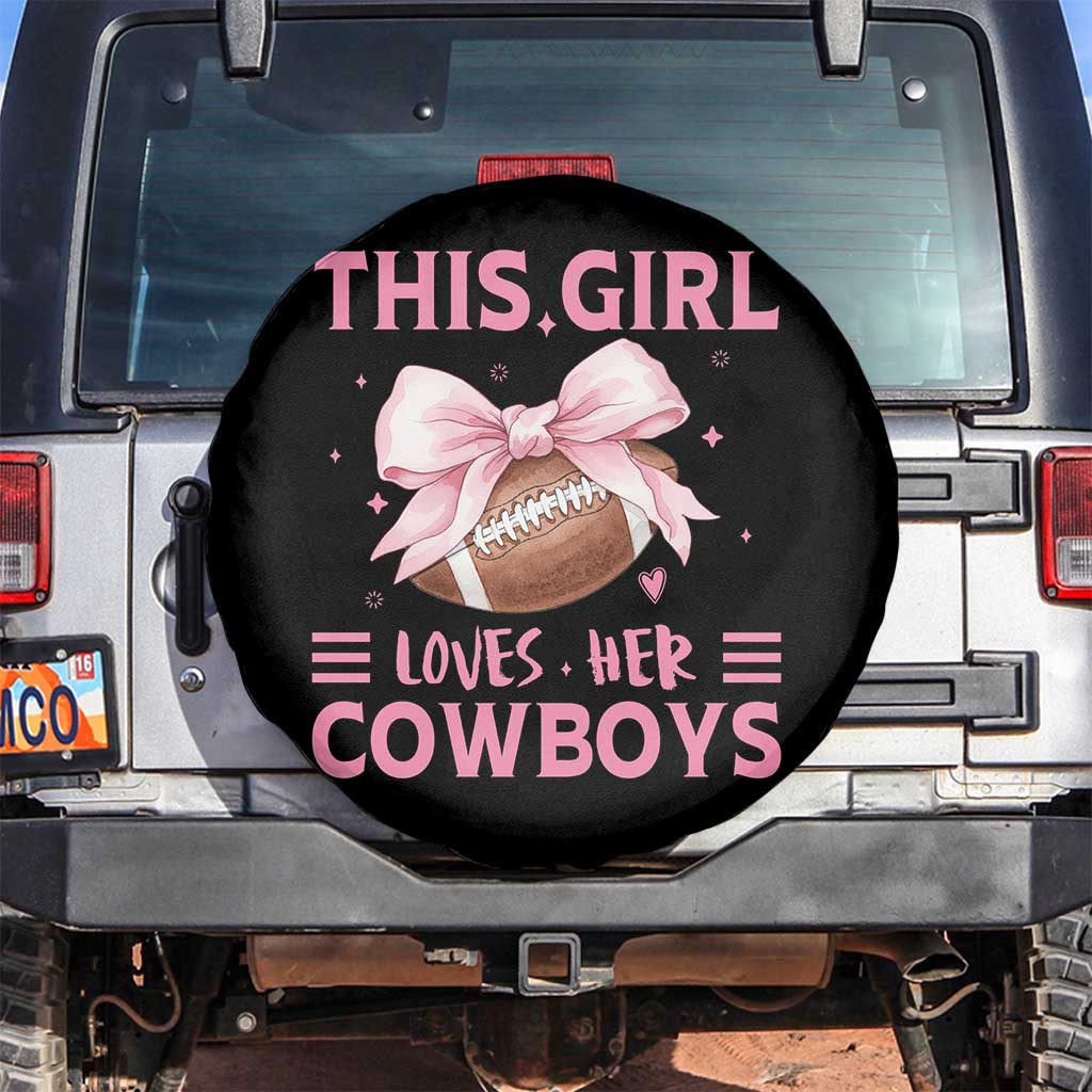This Girl Loves Her Cowboys Spare Tire Cover Pink Bow Football Fan Gift TS12 No hole Black Print Your Wear