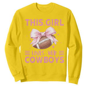 This Girl Loves Her Cowboys Sweatshirt Pink Bow Football Fan Gift - Print Your Wear