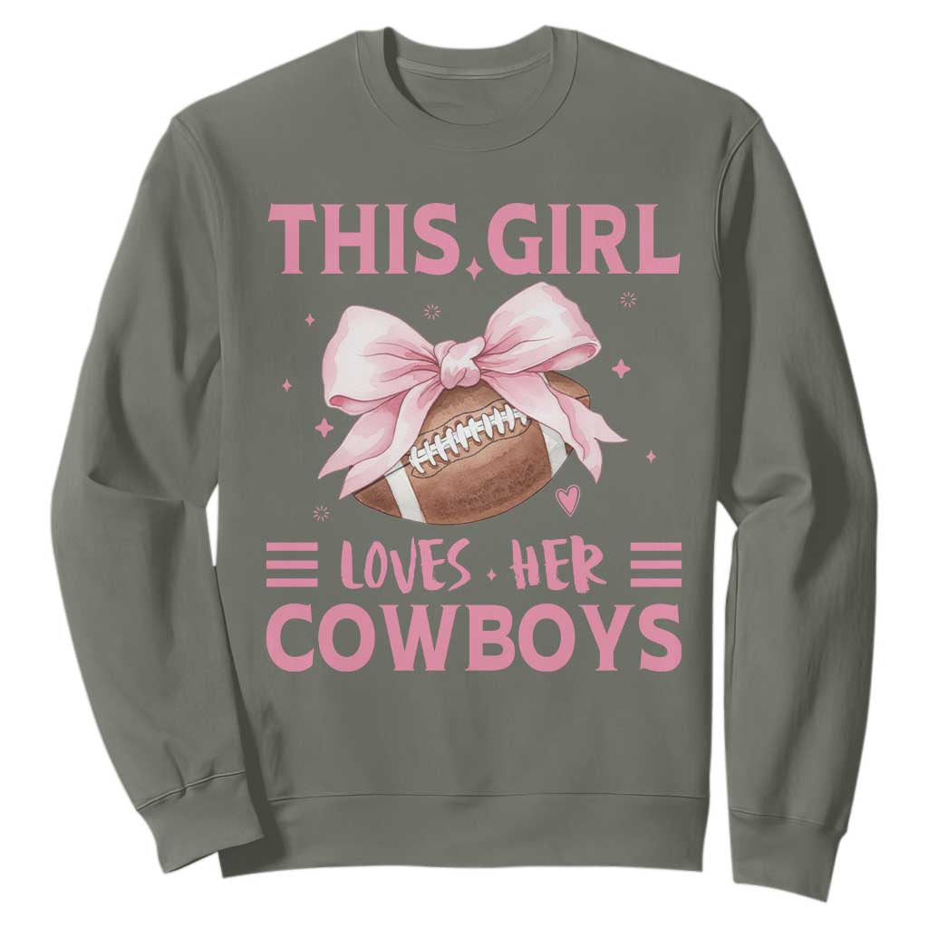 This Girl Loves Her Cowboy Sweatshirt Pink Bow FF Gift TS12 Military Green Print Your Wear