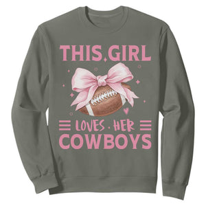 This Girl Loves Her Cowboys Sweatshirt Pink Bow Football Fan Gift - Print Your Wear