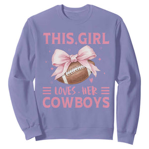 This Girl Loves Her Cowboys Sweatshirt Pink Bow Football Fan Gift - Print Your Wear