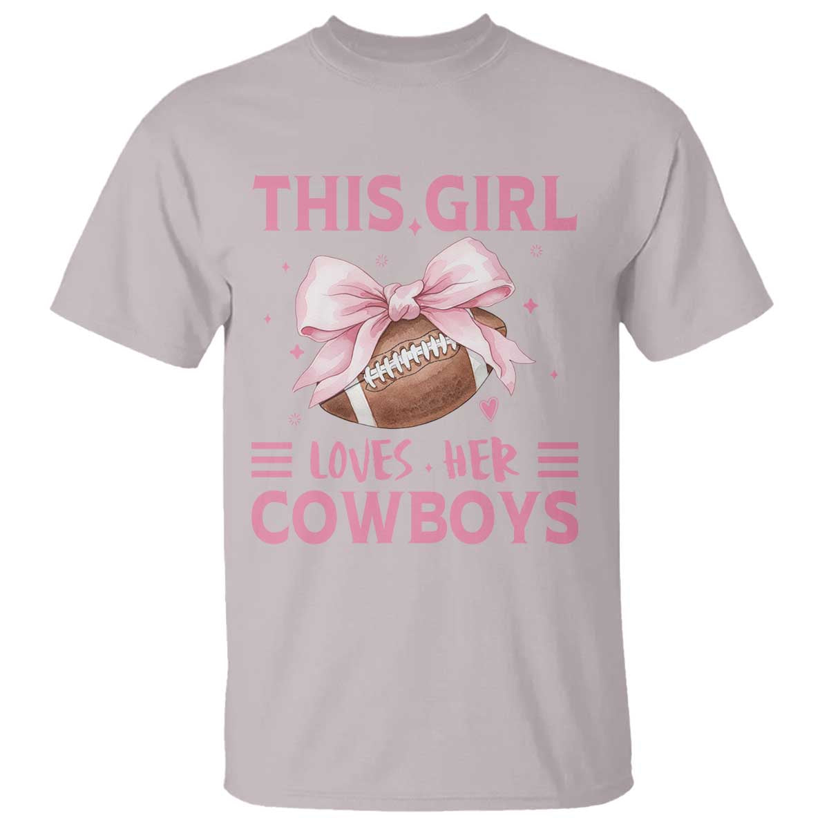 This Girl Loves Her Cowboy T Shirt Pink Bow FF Gift TS12 Ice Gray Print Your Wear
