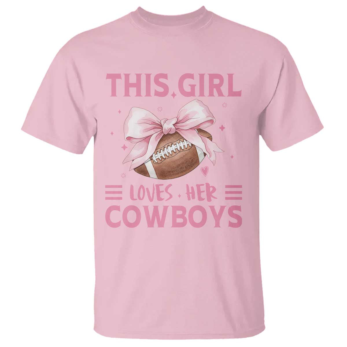 This Girl Loves Her Cowboy T Shirt Pink Bow FF Gift TS12 Light Pink Print Your Wear