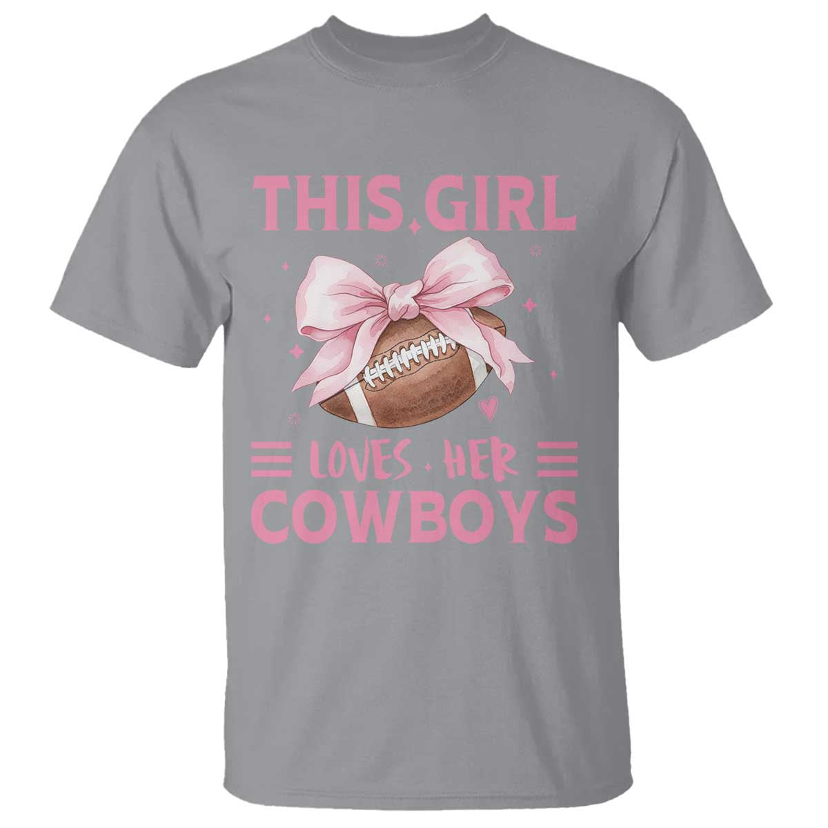 This Girl Loves Her Cowboy T Shirt Pink Bow FF Gift TS12 Sport Gray Print Your Wear