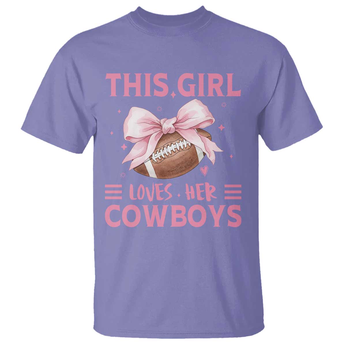 This Girl Loves Her Cowboy T Shirt Pink Bow FF Gift TS12 Violet Print Your Wear