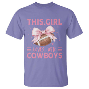 This Girl Loves Her Cowboys T Shirt Pink Bow Football Fan Gift TS12 Violet Print Your Wear