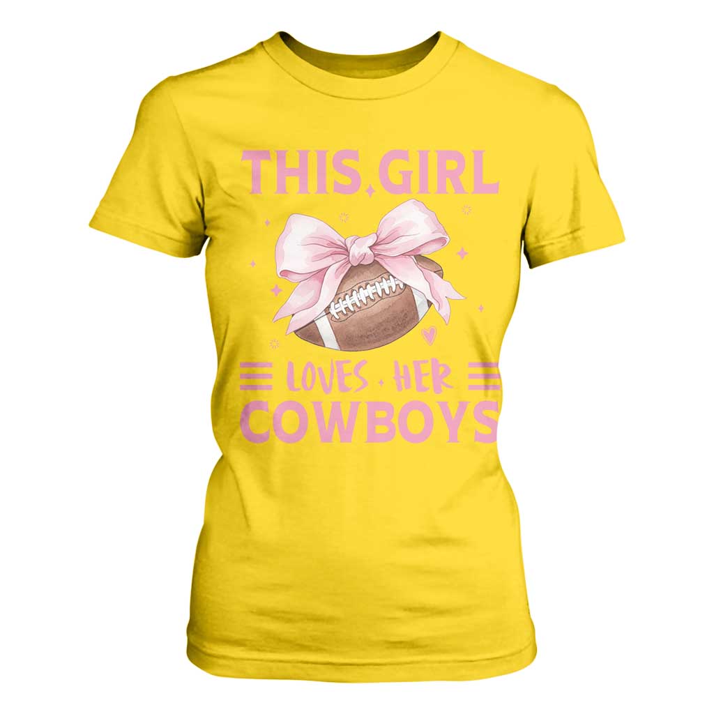 This Girl Loves Her Cowboy T Shirt For Women Pink Bow FF Gift TS12 Daisy Print Your Wear