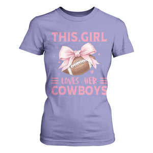 This Girl Loves Her Cowboys T Shirt For Women Pink Bow Football Fan Gift TS12 Violet Print Your Wear