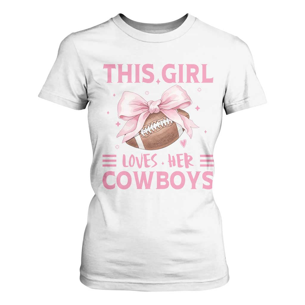 This Girl Loves Her Cowboy T Shirt For Women Pink Bow FF Gift TS12 White Print Your Wear