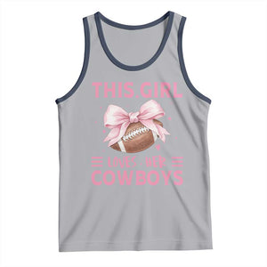 This Girl Loves Her Cowboys Tank Top Pink Bow Football Fan Gift TS12 Athletic Heather Navy Print Your Wear