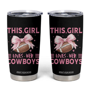 This Girl Loves Her Cowboy Tumbler Cup Pink Bow FF Gift TS12 Black Print Your Wear