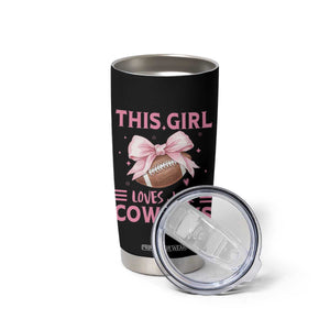 This Girl Loves Her Cowboys Tumbler Cup Pink Bow Football Fan Gift - Print Your Wear