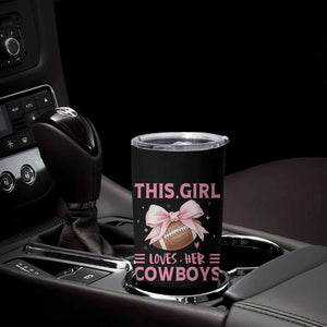 This Girl Loves Her Cowboys Tumbler Cup Pink Bow Football Fan Gift - Print Your Wear