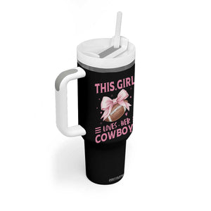 This Girl Loves Her Cowboys Tumbler With Handle Pink Bow Football Fan Gift TS12 Print Your Wear
