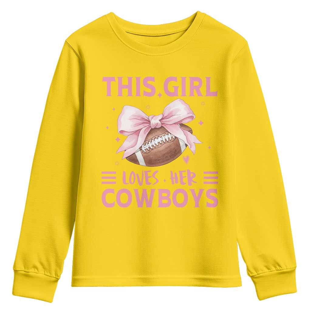 This Girl Loves Her Cowboy Youth Sweatshirt Pink Bow FF Gift TS12 Daisy Print Your Wear