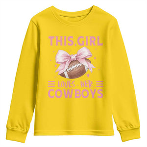 This Girl Loves Her Cowboys Youth Sweatshirt Pink Bow Football Fan Gift TS12 Daisy Print Your Wear