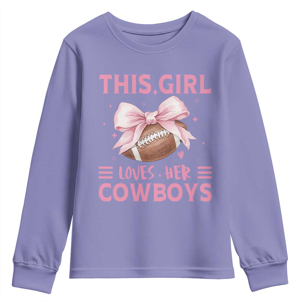 This Girl Loves Her Cowboy Youth Sweatshirt Pink Bow FF Gift TS12 Violet Print Your Wear