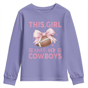 This Girl Loves Her Cowboys Youth Sweatshirt Pink Bow Football Fan Gift TS12 Violet Print Your Wear