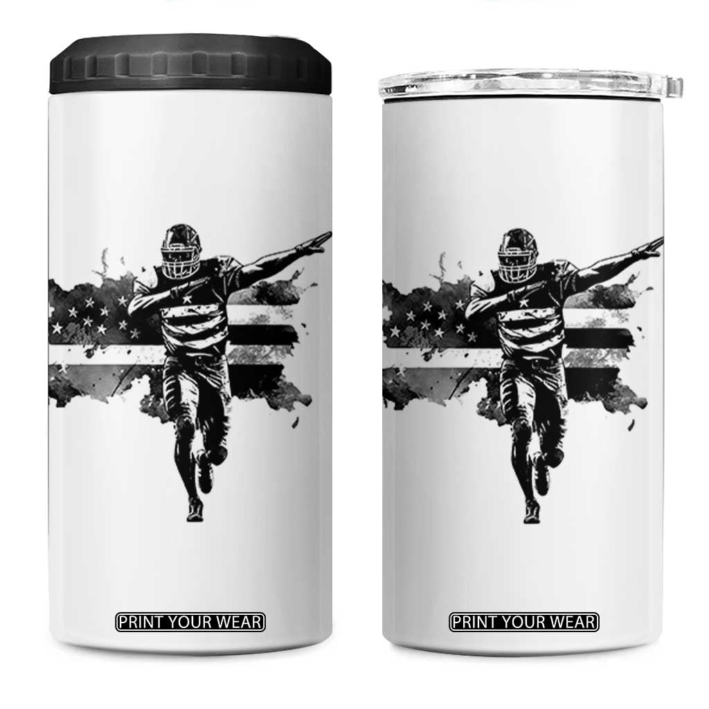 Patriotic Football Dab 4 in 1 Can Cooler Tumbler American Flag Sports Fan Gift TS12 One Size: 16 oz White Print Your Wear