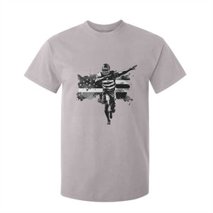 Patriotic Football Dab T Shirt For Kid American Flag Sports Fan Gift TS12 Ice Gray Print Your Wear