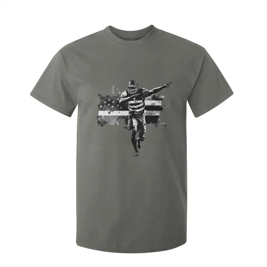 Patriotic Football Dab T Shirt For Kid American Flag Sports Fan Gift TS12 Military Green Print Your Wear