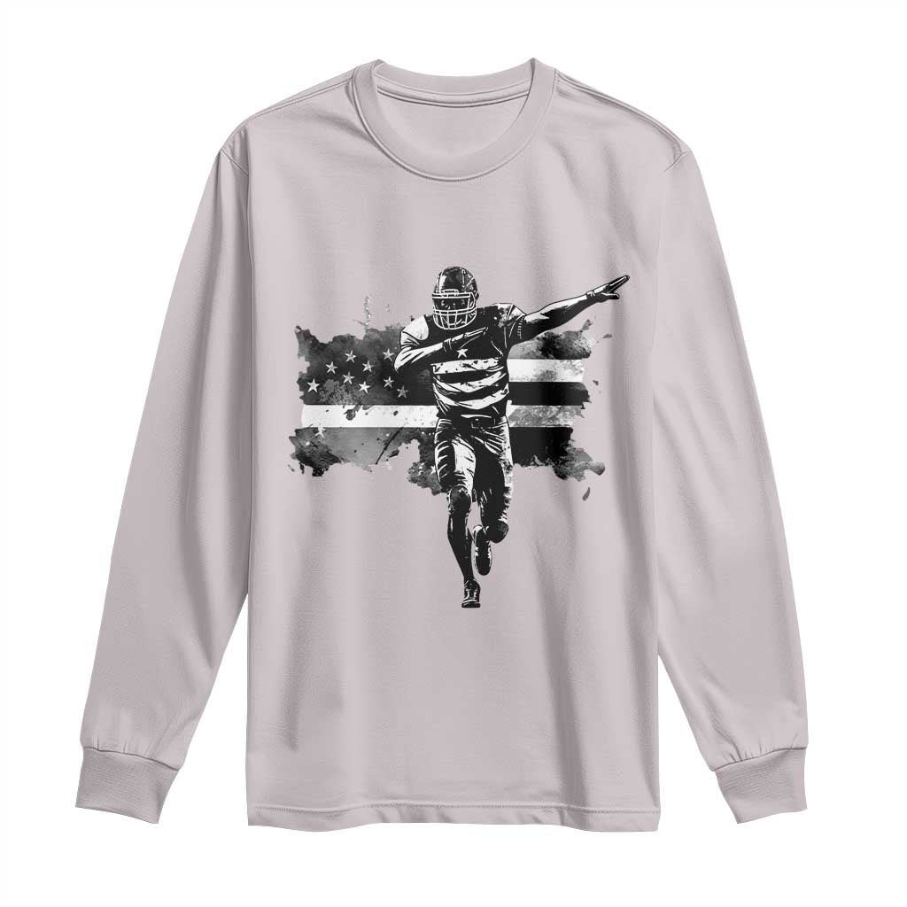 Patriotic Football Dab Long Sleeve Shirt American Flag Sports Fan Gift TS12 Ice Gray Print Your Wear