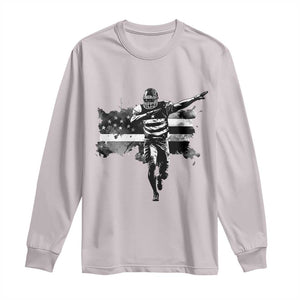 Patriotic Football Dab Long Sleeve Shirt American Flag Sports Fan Gift TS12 Ice Gray Print Your Wear