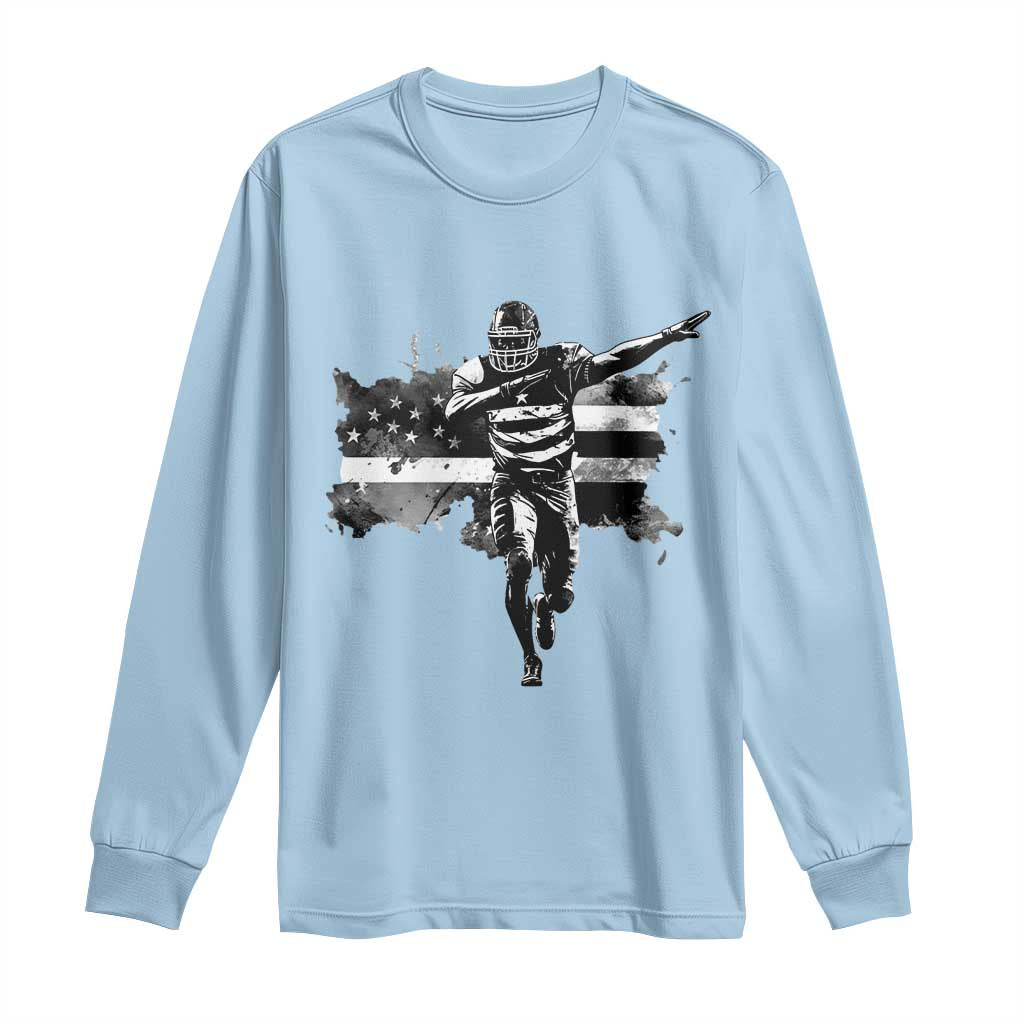 Patriotic Football Dab Long Sleeve Shirt American Flag Sports Fan Gift TS12 Light Blue Print Your Wear