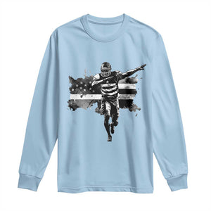 Patriotic Football Dab Long Sleeve Shirt American Flag Sports Fan Gift TS12 Light Blue Print Your Wear