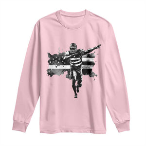 Patriotic Football Dab Long Sleeve Shirt American Flag Sports Fan Gift TS12 Light Pink Print Your Wear