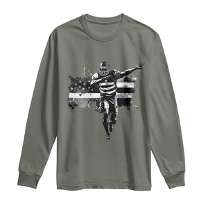 Patriotic Football Dab Long Sleeve Shirt American Flag Sports Fan Gift TS12 Military Green Print Your Wear