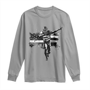 Patriotic Football Dab Long Sleeve Shirt American Flag Sports Fan Gift TS12 Sport Gray Print Your Wear