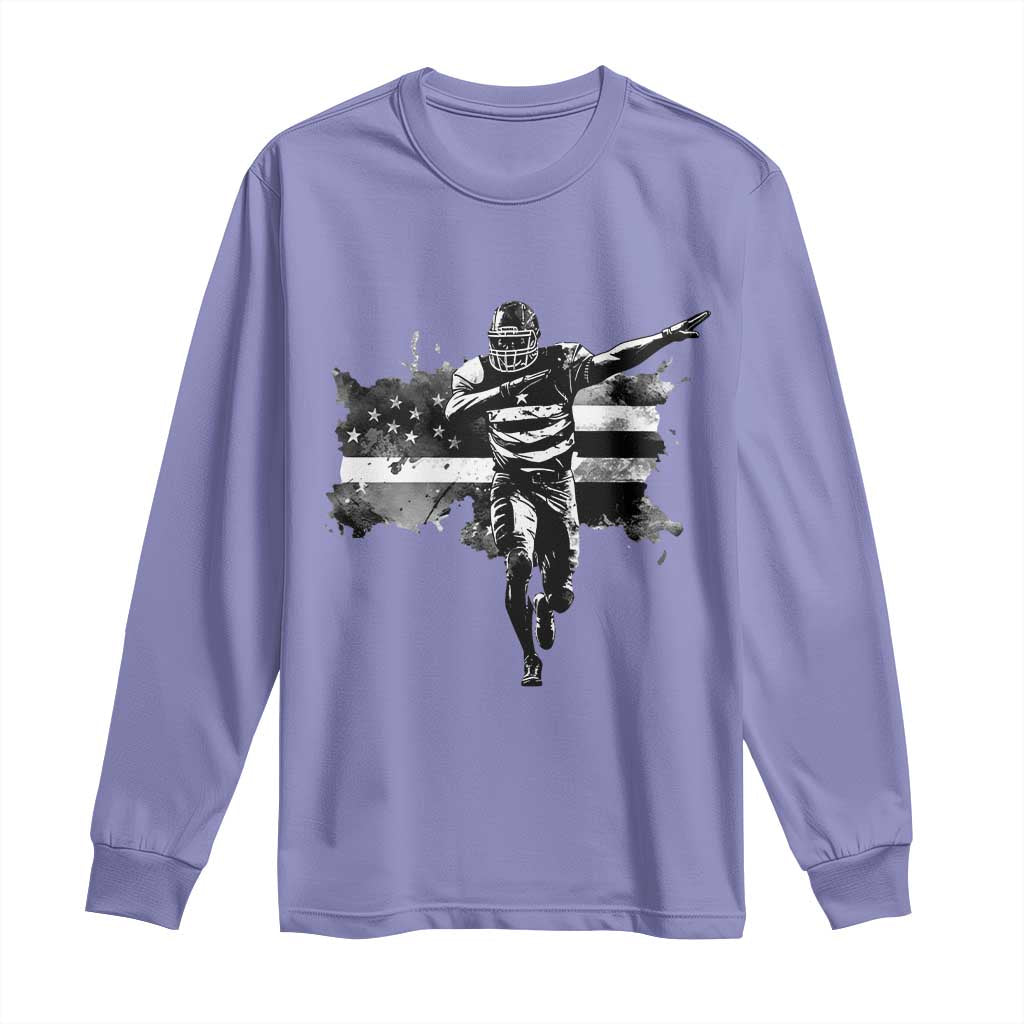 Patriotic Football Dab Long Sleeve Shirt American Flag Sports Fan Gift TS12 Violet Print Your Wear