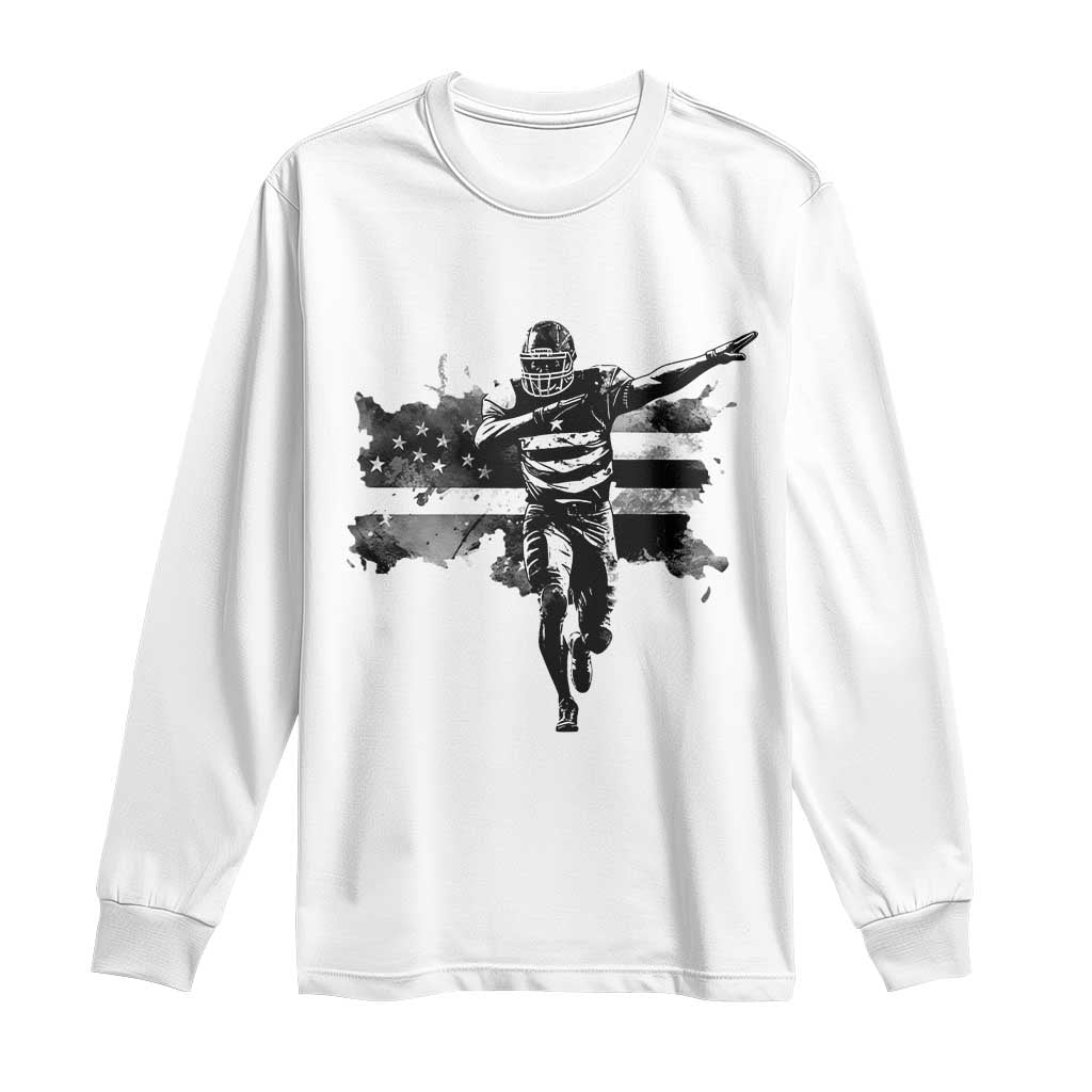 Patriotic Football Dab Long Sleeve Shirt American Flag Sports Fan Gift TS12 White Print Your Wear