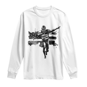 Patriotic Football Dab Long Sleeve Shirt American Flag Sports Fan Gift TS12 White Print Your Wear