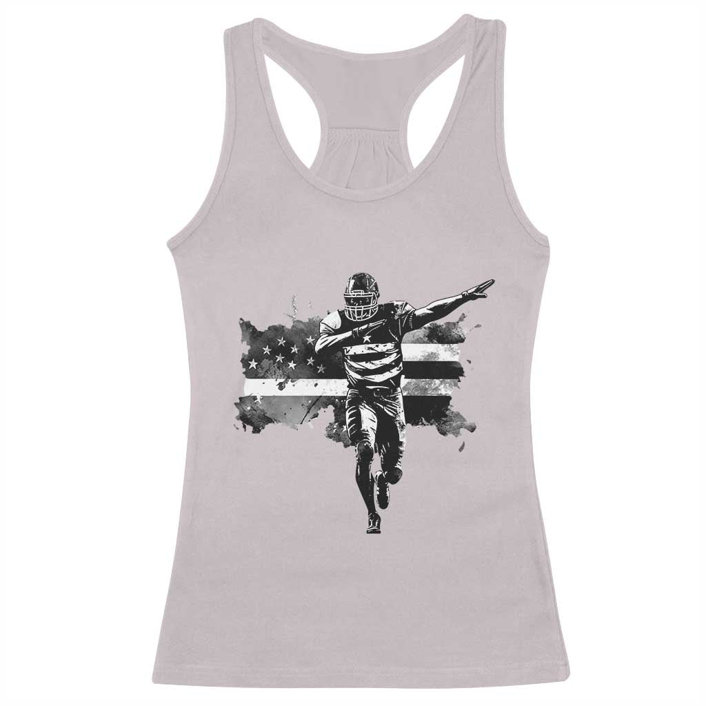 Patriotic Football Dab Racerback Tank Top American Flag Sports Fan Gift TS12 Ice Gray Print Your Wear
