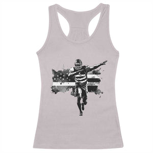 Patriotic Football Dab Racerback Tank Top American Flag Sports Fan Gift TS12 Ice Gray Print Your Wear