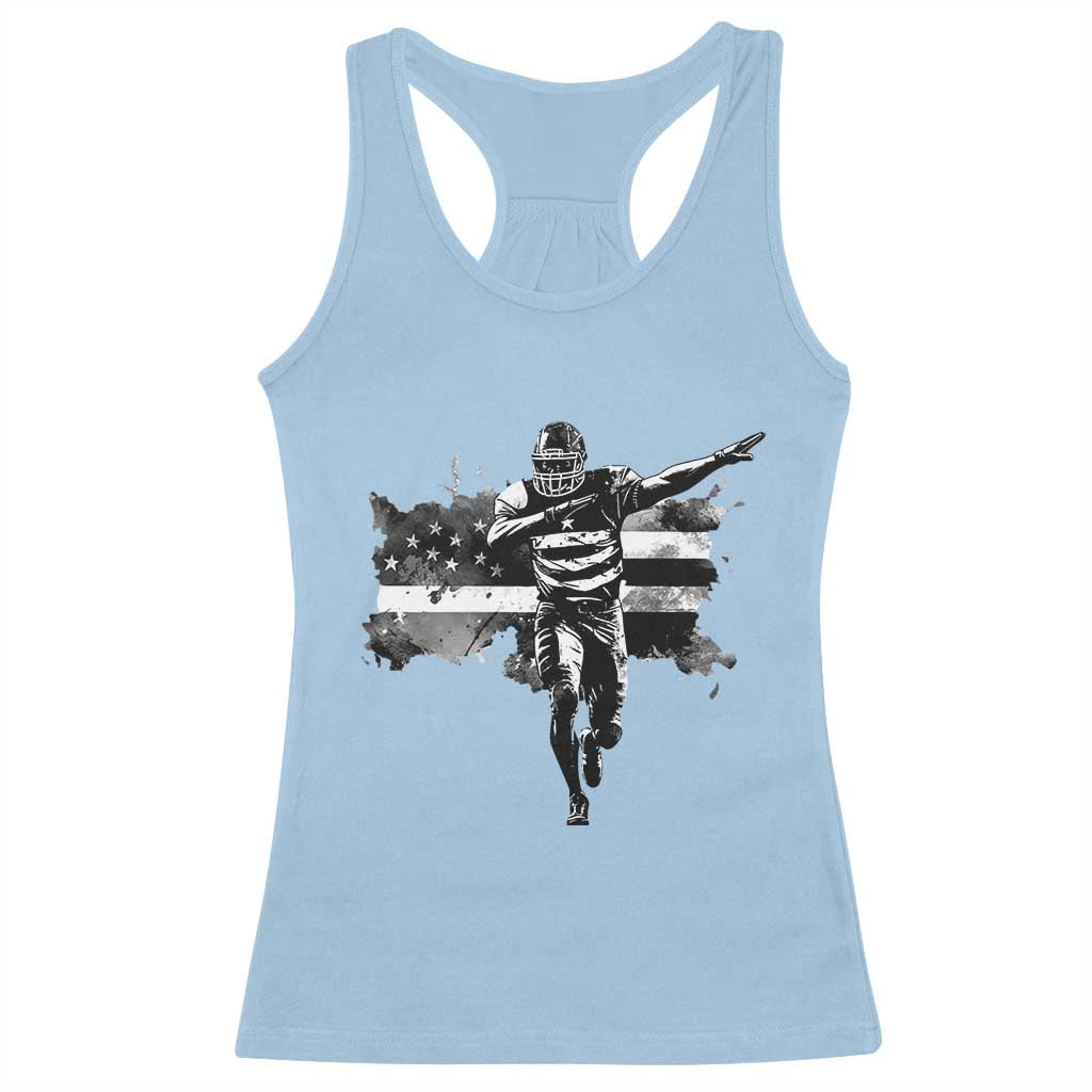 Patriotic Football Dab Racerback Tank Top American Flag Sports Fan Gift TS12 Light Blue Print Your Wear