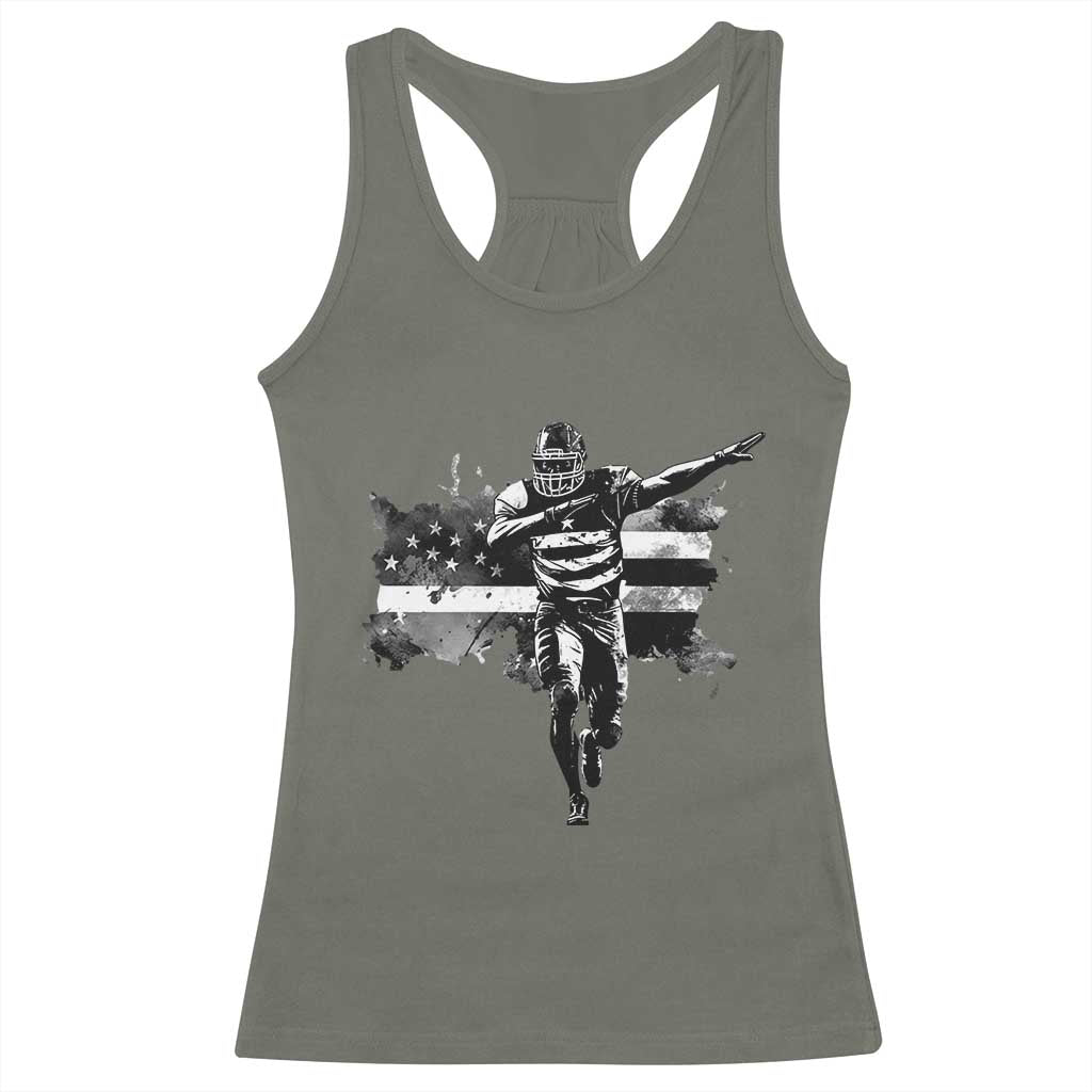 Patriotic Football Dab Racerback Tank Top American Flag Sports Fan Gift TS12 Military Green Print Your Wear
