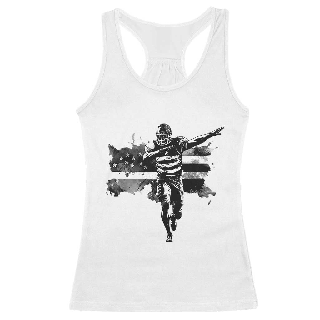 Patriotic Football Dab Racerback Tank Top American Flag Sports Fan Gift TS12 White Print Your Wear