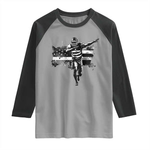Patriotic Football Dab Raglan Shirt American Flag Sports Fan Gift TS12 Sport Gray Black Print Your Wear