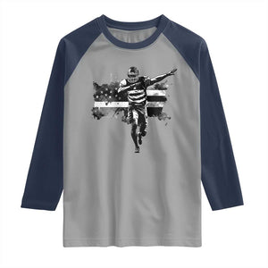 Patriotic Football Dab Raglan Shirt American Flag Sports Fan Gift TS12 Sport Gray Navy Print Your Wear