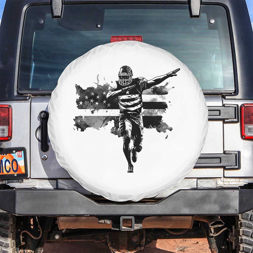 Patriotic Football Dab Spare Tire Cover American Flag Sports Fan Gift TS12 No hole White Print Your Wear