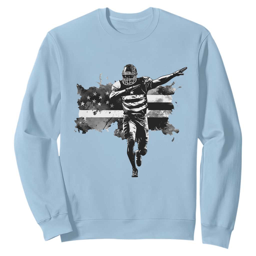 Patriotic Football Dab Sweatshirt American Flag Sports Fan Gift TS12 Light Blue Print Your Wear